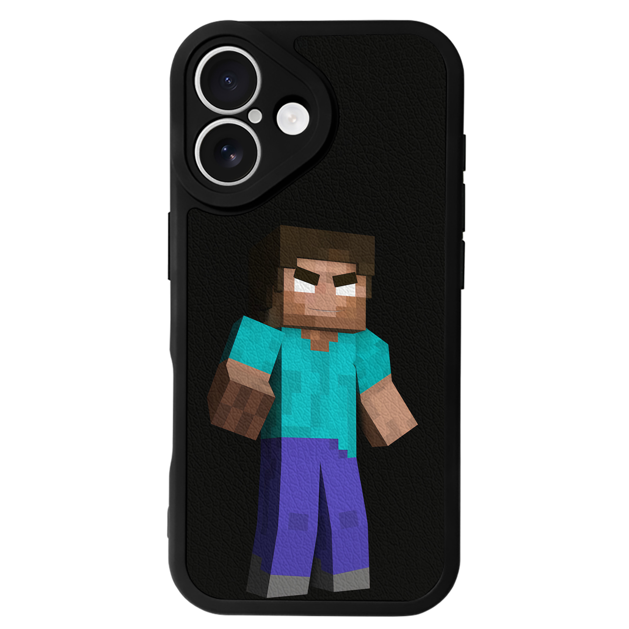 （画像用） マインクラフト ブロックの世界 Minecraft MC Block world 【iPhone 16シリーズ対応】シリコンスマホケース（レザー調） 材質：シリコン